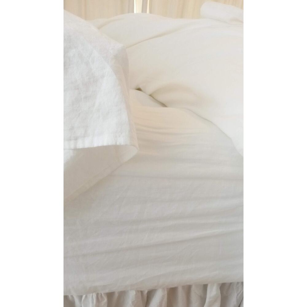 RACHEL ASHWELL SHABBY CHIC COUTURE White Linen California King FITTED SHEET